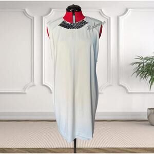 Karl Lagerfeld White Dress with Beaded Embellished Neckline Size 14
